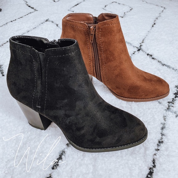 Vegan suede booties brown ankle boots - Picture 3 of 8